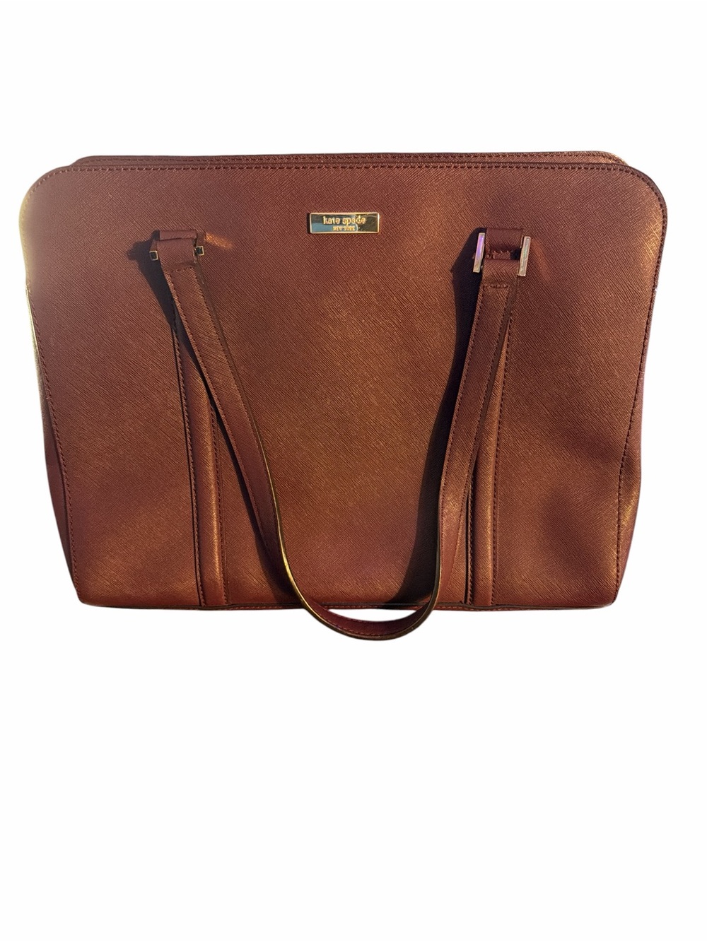 Kate Spade Burgundy Saffiano Leather Laptop Tote Bag